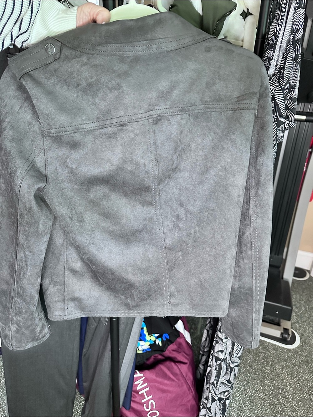 Tahari Gray Suede-Style Moto Jacket - Brand New With Tags!!!!! - Picture 2 of 4